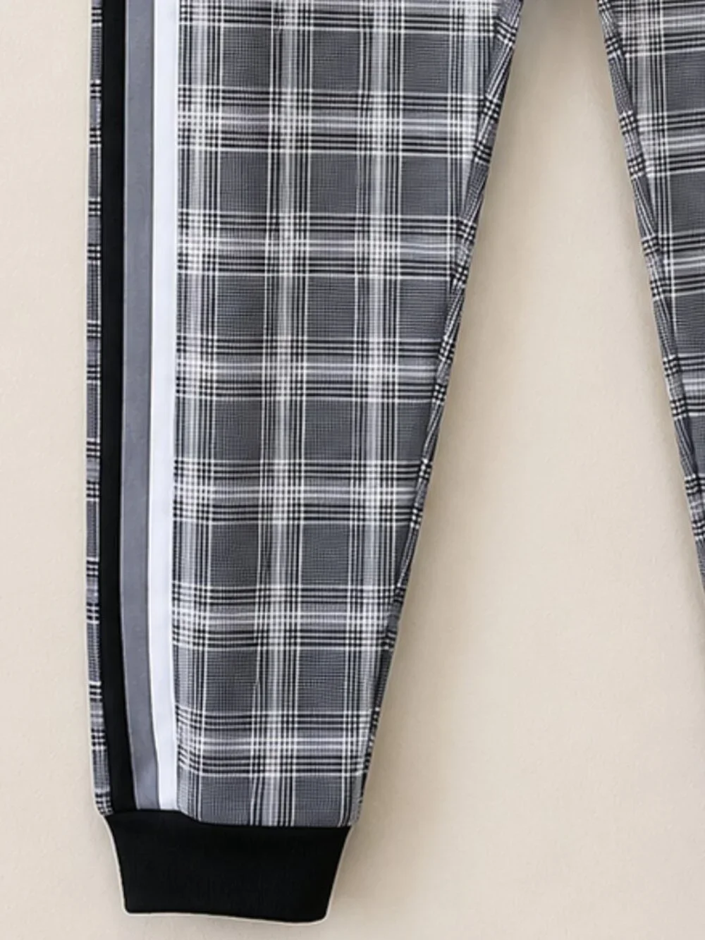 G-Net Men's Black Plaid Printed Fleece Streetwear Jogger Pants SZ M